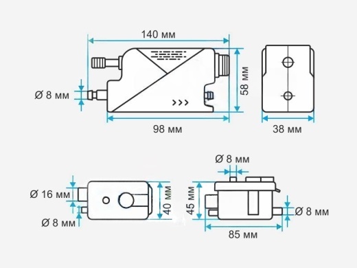 Помпа DM-SLIDEBOX проточная 40л/ч (20м)