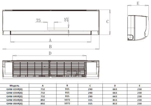 Фанкойл настенный General Climate GHW-03VR(X) 2T (2.64) Комплект с приводом и смесительным узлом